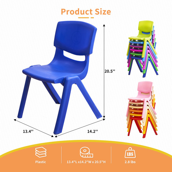 linor 12Pcs Stackable School Chairs, Colourful Kids Plastic Chair